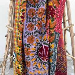 Luxury Cotton Kantha Suzani Bedspread - Hand Stitched Reversible Quilt For Queen Size Bed in Boho Vintage Design - thumbnail 3