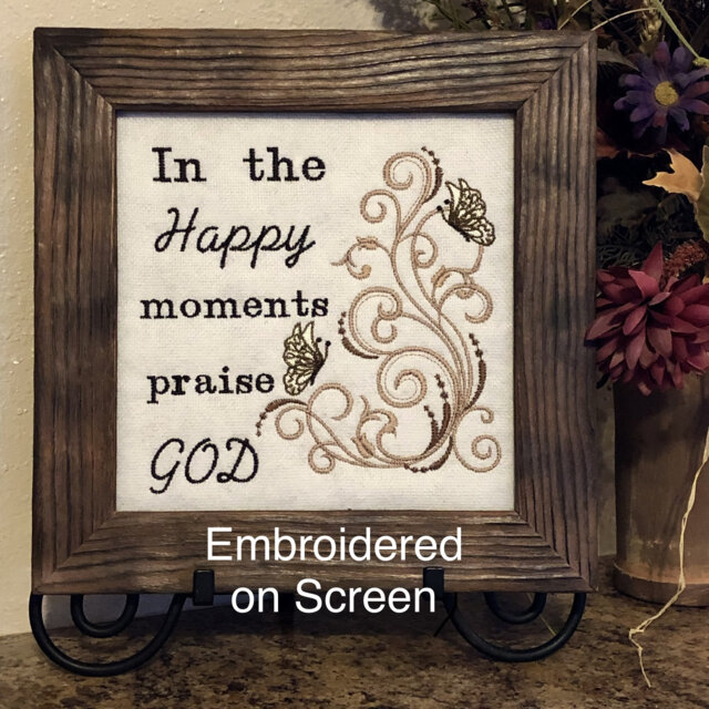 Religious Embroidered Wall Hanging Quote, Inspirational, Praise God, Embroidery On Screen, Charred Pinewood Frame, Cream Brown, Picture Gift - image 1