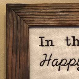 Religious Embroidered Wall Hanging Quote, Inspirational, Praise God, Embroidery On Screen, Charred Pinewood Frame, Cream Brown, Picture Gift - thumbnail 4