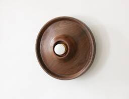Walnut Turned Large Modern Flush Mount Wall Fixture Light Wood Kitchen Round Sconce Lamp Vanity Lighting Entry - thumbnail 1
