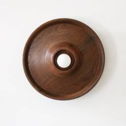 Walnut Turned Large Modern Flush Mount Wall Fixture Light Wood Kitchen Round Sconce Lamp Vanity Lighting Entry - thumbnail 2