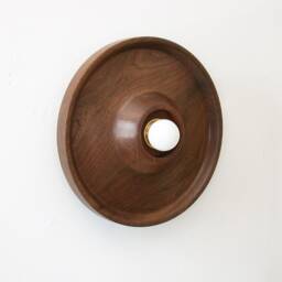Walnut Turned Large Modern Flush Mount Wall Fixture Light Wood Kitchen Round Sconce Lamp Vanity Lighting Entry - thumbnail 4