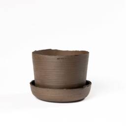 24.5 cm - Plant Pot With Saucer L Handmade Pottery Collection Soil - thumbnail 2