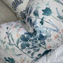 "Floral Design Blue Cushion Cover, Lumbar Size 12"" X 20" - thumbnail 3