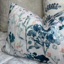 "Floral Design Blue Cushion Cover, Lumbar Size 12"" X 20" - thumbnail 2
