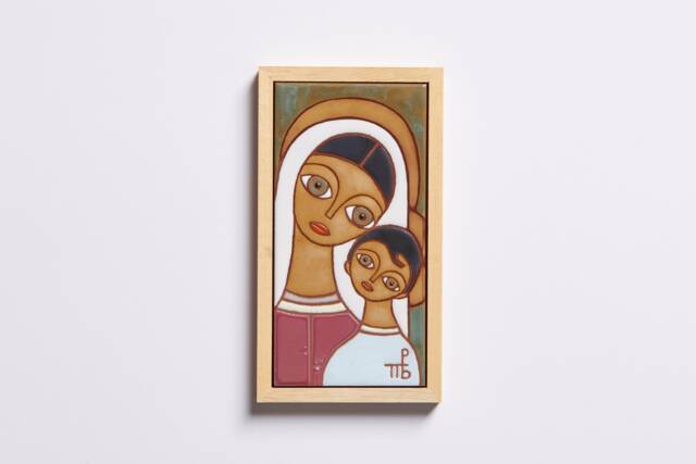 Virgin Mary & Jesus Christmas Wall D??cor Handmade Ceramic Tile Hanging Hand Painted Icon Motherhood Mothers Day Sentimental Gifting - image 1