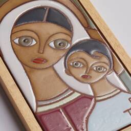 Virgin Mary & Jesus Christmas Wall D??cor Handmade Ceramic Tile Hanging Hand Painted Icon Motherhood Mothers Day Sentimental Gifting - thumbnail 2