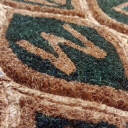 Large Embossed Coir Doormat 45 X 75cm Green Leaves Pattern Natural Coconut Dirt Trapper Non-Slip Mat - thumbnail 2