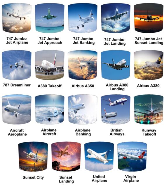 Airplane Aircraft Drum Lampshades For Ceiling Light Shades Pendants Or Table Lamp Bases - image 1