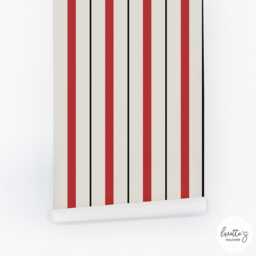 Red Striped Removable Wallpaper Modern Accent Wall Decor - thumbnail 3