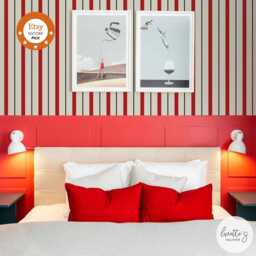 Red Striped Removable Wallpaper Modern Accent Wall Decor