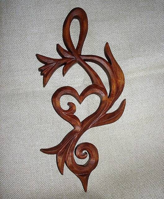 Wooden Treble Clef With Heart Carved Wall Art, Valentine's Gift - image 1
