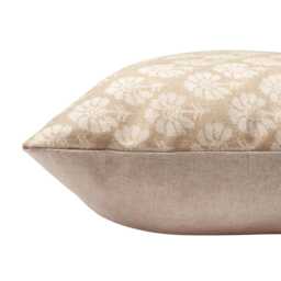 Wildflower Xl Rectangular Cushion in Natural Linen. Block-Print Floral, Blossoms & Botanical Design, Multicoloured. 23X15 - thumbnail 3