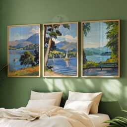 Set Of 3 Windermere Posters - Lake District Wall Art Scenic Prints Lake, Bowness & Ambleside UK Nature Decor - thumbnail 3