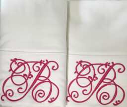 Pair Of Pillowcases Custom Embroidered Personalized With Fancy Initial - thumbnail 1