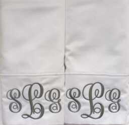 Pair Of Pillowcases Custom Embroidered Personalized With Fancy Initial - thumbnail 3