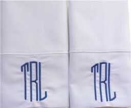 Pair Of Pillowcases Custom Embroidered Personalized With Fancy Initial - thumbnail 4