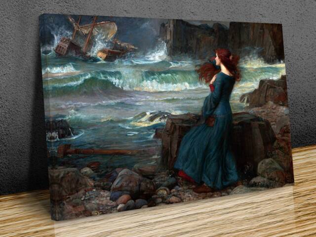 John William Waterhouse Miranda From Shakespeares The Tempest, Home D??cor, Canvas Print Art Framed - image 1