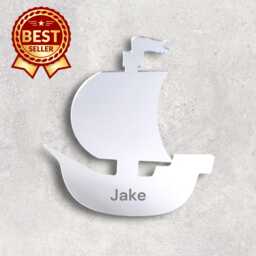 Pirate Ship Mirror Wall Art Acrylic Galleon, Personalized Engraving
