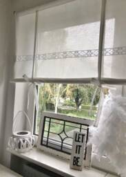Roman Blind Curtain With Bobbin Lace Country House Style White Nordic Shabby Chic Window Kitchen Living Room Bedroom - thumbnail 1