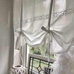 Roman Blind Curtain With Bobbin Lace Country House Style White Nordic Shabby Chic Window Kitchen Living Room Bedroom - thumbnail 3
