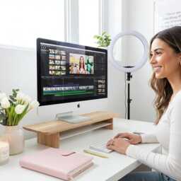 Wood Desk Monitor Stand With Storage - Custom Riser Shelf - thumbnail 2