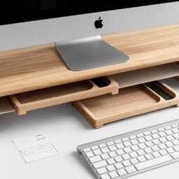 Wood Desk Monitor Stand With Storage - Custom Riser Shelf - thumbnail 3