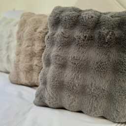 Handmade Supersoft Faux Fur Cushion Beige, Mink, Grey, Green - thumbnail 2