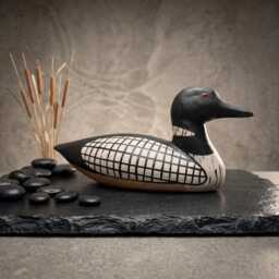 Hand-Carved Wooden Loon Figurine, Rustic Lake House Decor, Black & White Bird Art, Cabin Core Accent, Unique Gift For Lovers - thumbnail 4