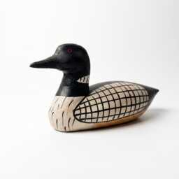 Hand-Carved Wooden Loon Figurine, Rustic Lake House Decor, Black & White Bird Art, Cabin Core Accent, Unique Gift For Lovers - thumbnail 3