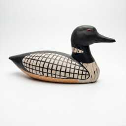 Hand-Carved Wooden Loon Figurine, Rustic Lake House Decor, Black & White Bird Art, Cabin Core Accent, Unique Gift For Lovers - thumbnail 2