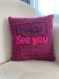 Handmade Punch Needle Colorful Pillow Cover, Hand Tufted Embroidered Decorative Housewarming Gifts - thumbnail 1