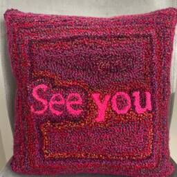 Handmade Punch Needle Colorful Pillow Cover, Hand Tufted Embroidered Decorative Housewarming Gifts - thumbnail 4