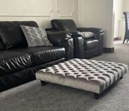 Handmade Extra Large Chesterfield Square Footstool Coffee Table in Plush Soft Velvet