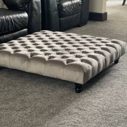 Handmade Extra Large Chesterfield Square Footstool Coffee Table in Plush Soft Velvet - thumbnail 4
