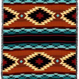 Anatolia Southwest Woven Tapestry Blanket, Native American Inspired Pattern, Tribal Camp Throw 100% Cotton Made in Usa 72x54 - thumbnail 3