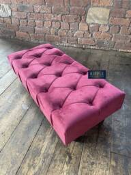Maroon Velvet Ottoman Bench, Handmade Footstool Seating