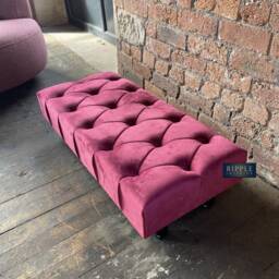 Maroon Velvet Ottoman Bench, Handmade Footstool Seating - thumbnail 3