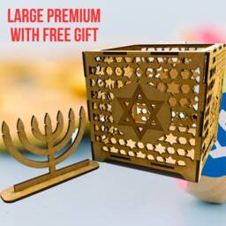 Personalised Wooden Lantern Box/Candle Holder Stationary Tissue - Hanukkah Chanukah Menorah - thumbnail 3