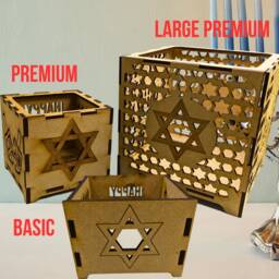 Personalised Wooden Lantern Box/Candle Holder Stationary Tissue - Hanukkah Chanukah Menorah - thumbnail 2