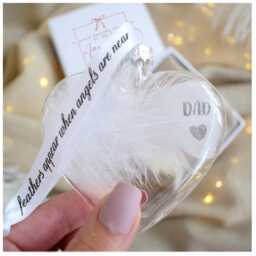 Dad in Memory Glass Heart Bauble. Gift Boxed Hanging Sympathy Decoration. Christmas Tree Bauble Ornament For Dad Father Parent Loss - thumbnail 2