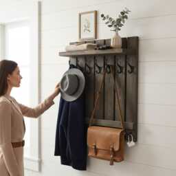 Vintage Wall Coat Rack - Hanging Made Of Wood - Colour Brown High-Quality Vintage For The