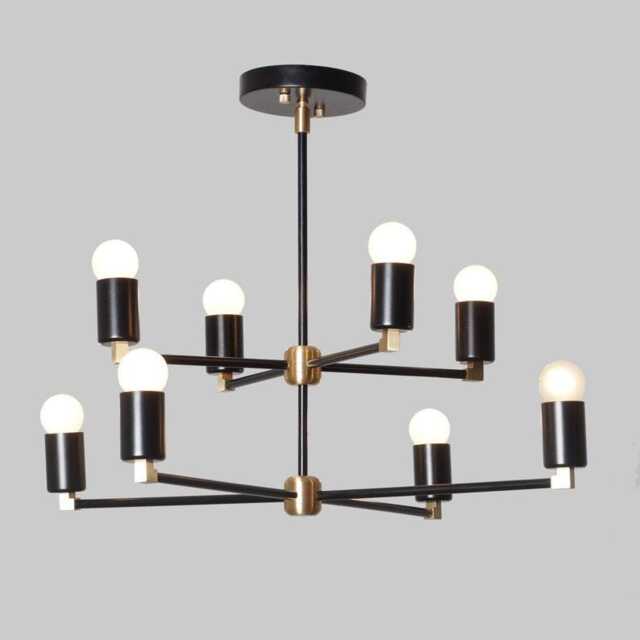 Mid Century Modern Sputnik Chandelier - 6/8 Light Black & Gold Living Room Lighting - image 1