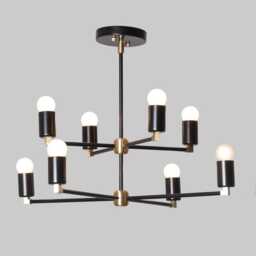 Mid Century Modern Sputnik Chandelier - 6/8 Light Black & Gold Living Room Lighting - thumbnail 1