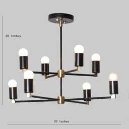 Mid Century Modern Sputnik Chandelier - 6/8 Light Black & Gold Living Room Lighting - thumbnail 2