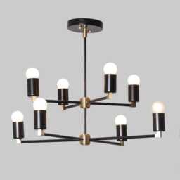 Mid Century Modern Sputnik Chandelier - 6/8 Light Black & Gold Living Room Lighting - thumbnail 3