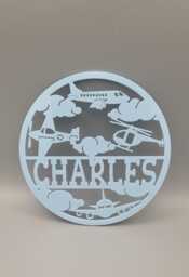 Personalised Planes, Helicopter, Aircraft, Airplane, Aviation Boys Bedroom Decor, Nursery Decor Name, Door Or Wall Hanger in Acrylic Wood - thumbnail 1