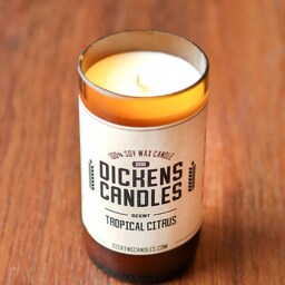 Beer Bottle Candle - Tropical Citrus Scent 100% Soy Wax Scented Handmade & Recycled Made By Hand in Illinois, Usa - thumbnail 2