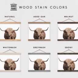 Yak Canvas Print With Wood Poster Hanger-Self Assembly - Hanger A1 - Art Print - Cow - Modern Farmhouse Decor Art - thumbnail 2