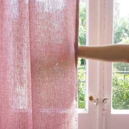 Window Curtain Panel Made Of Medium Linen - 160 G/M2 With Tape. Dusty Pink 100% Fabric - thumbnail 3